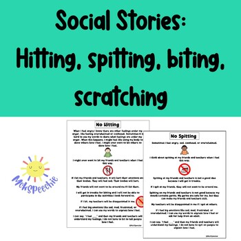 Preview of Social Stories | No Hitting, Biting, Spitting, or Scratching