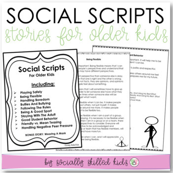 Preview of Social Story Scripts For Older Kids - 10 One Page Stories