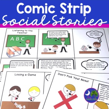 Preview of Social Skills Autism | Social Stories Comic Strip Format Print and Go