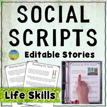 Preview of Social Scripts for Life Skills Activities - Editable Stories & Narratives