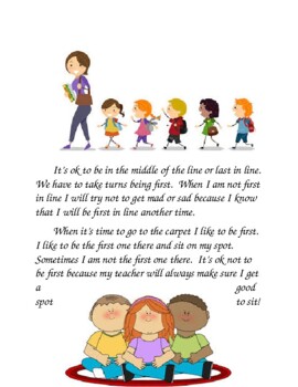 Not Being First Social Story by Kathy Kaminski | TpT