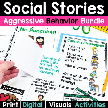 Preview of Social Story Bundle: Aggressive Behavior Social Stories {Visuals & Activities}