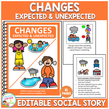 Preview of Social Story Changes Expected & Unexpected (Editable) Book Special Education