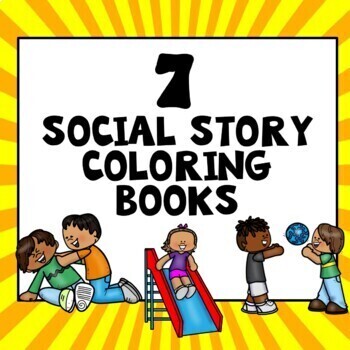 Preview of 7 Social Story Coloring Books BUNDLE for Students with BEHAVIORS