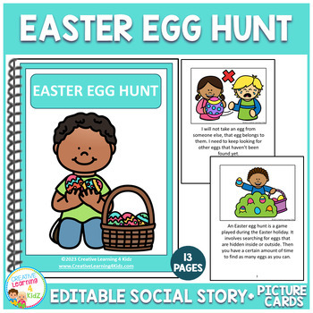 Preview of Social Story Easter Egg Hunt (Editable) Book Autism PCS