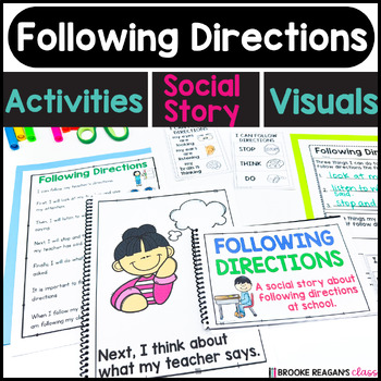 Preview of Social Story: Following Directions: Activities, Visuals {Classroom Expectations}
