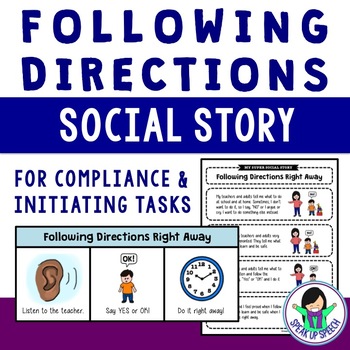 Preview of Social Story - Following Directions Right Away 