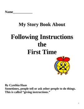 Preview of Social Story: Following Instructions the First Time