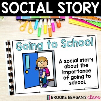 Preview of Social Story: Going to School - Goal Reward Chart for Attendance