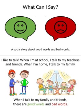 Preview of Social Story - Good words vs. Bad words
