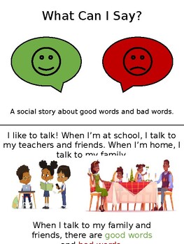 Preview of Social Story - Good words vs. Bad words (Multicultural)