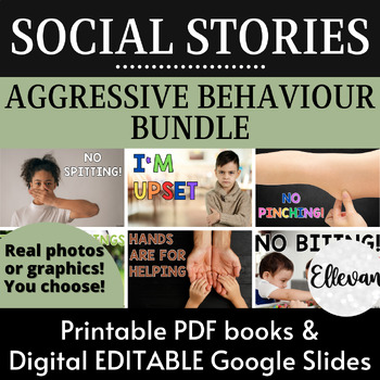 Preview of Social Story Growing Bundle | Aggressive Behaviors | Editable Slides Real Photos