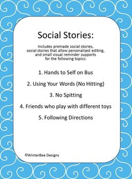 Preview of Social Story - Hands to self Bus, Hitting, Spitting, Friends, Follow Directions