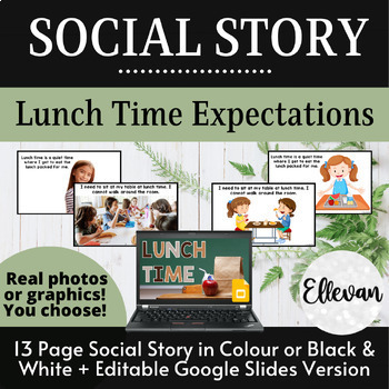 Preview of Social Story: Lunch Time Expectations | Real Photos & Images | Editable Slides