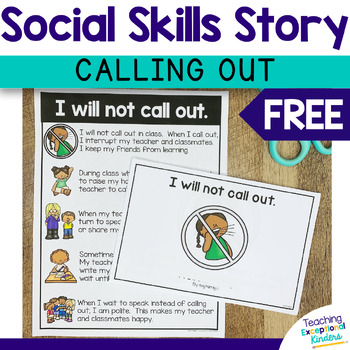 Preview of Social Story No Calling Out Freebie