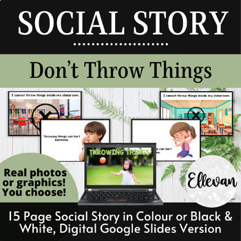 Preview of Social Story: No Throwing | Don't Throw Things | Behavior Management | Editable