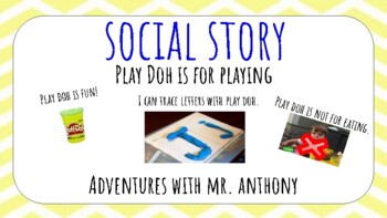 Preview of Social Story: Play Doh is for Playing (English and Spanish) + Yes/No Chart