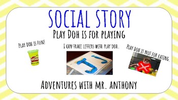 Preview of Social Story: Play Doh is for Playing + Yes/No Chart for Understanding