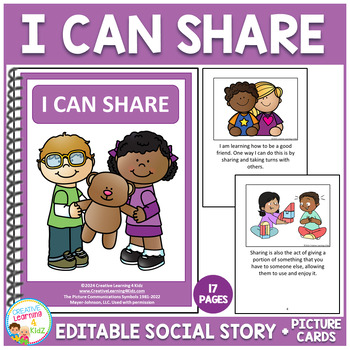Preview of Social Story Sharing (Editable) Book Taking Turns Special Education
