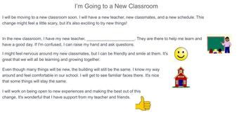 Preview of Social Story - Transitioning to a New Classroom - Same School