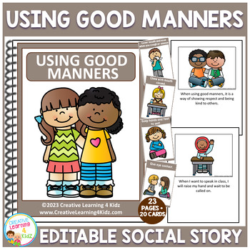 Preview of Social Story Using Good Manners (Editable) Social Skills Special Education