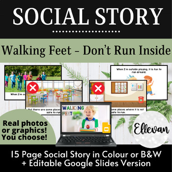 Preview of Social Story: Walking Feet, Don't Run In the Classroom, No Running Inside | SEL