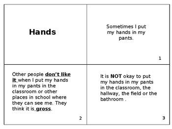 Preview of Social Story about Appropriate Hands (keeping hands out of pants)