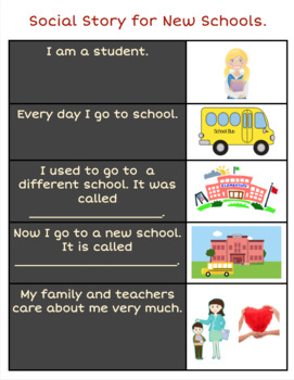 Preview of Social Story for Starting at a New School