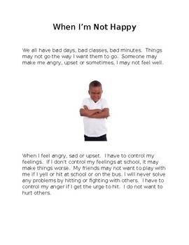 Preview of Social Story for controlling feelings and teaching calming strategies