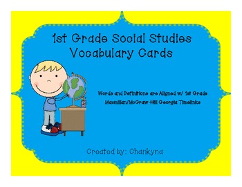 Preview of Social Studies 1st Grade Vocabulary Word Wall Cards