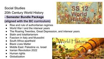 Preview of Social Studies - 20th Century World History - Semester Bundle 12 weeks ppt quiz