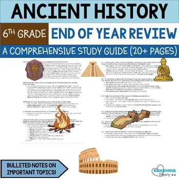 Preview of Social Studies 6th Grade TN Ready Full Year Study Guide Overview Ancient History