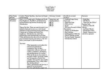 Preview of Social Studies 7 Sample Year Plan