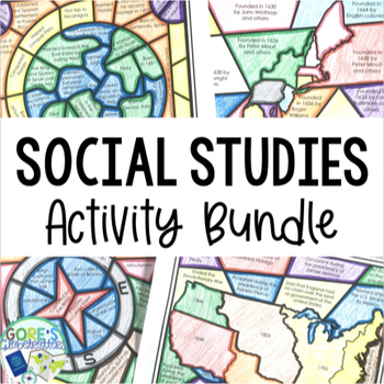Preview of Social Studies Bundle | 13 Topics of Passages and Coloring Activities for Review