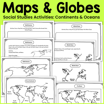 Preview of Social Studies Activities: Maps & Globes 7 Continents & 5 Oceans and Map Skills