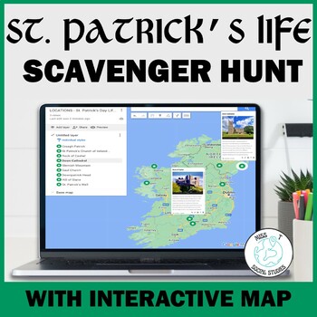 Preview of Social Studies Activities St Patrick's Life with Interactive Map: Scavenger Hunt