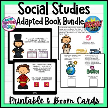 Preview of Social Studies Adapted Book Growing Bundle | Printable & Boom Cards | Hybrid