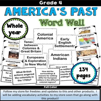 Preview of Social Studies Alive: American Past Vocabulary Whole Year Word Wall