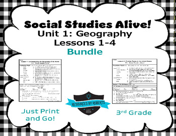 Preview of Social Studies Alive! Tci Unit 1 Geography Lessons 1-4 Bundle