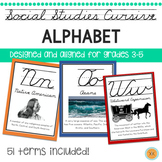 Social Studies Alphabet Posters Cursive | ABC Vocabulary |