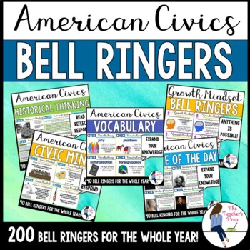 Preview of Social Studies American Civics Bell Ringers Bundle (Google Slides Compatible)