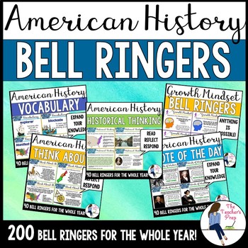 Preview of Social Studies American History 1 Bell Ringers Bundle (Google Slides Compatible)