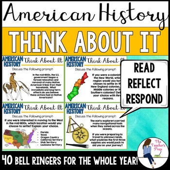 Preview of Social Studies American History Critical Thinking Bell Ringers