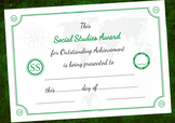 Social Studies Award Certificate