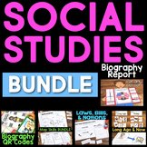 Social Studies BUNDLE - Biography Report, Long Ago, Map Sk