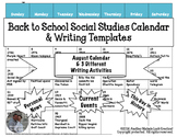 Social Studies Back to School Calendar & Writing Prompts