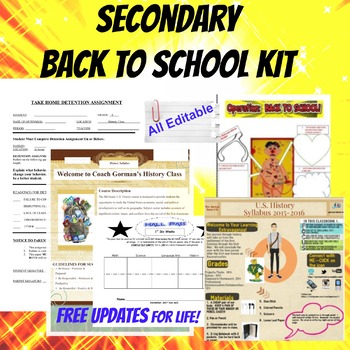 Preview of Secondary Back to School Kit with Social Studies Emphasis