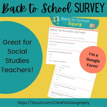 Preview of Social Studies Back to School Survey- Google Form