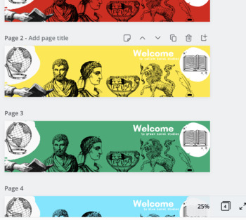 Preview of Social Studies Banner for Google Classroom (red, green, blue and yellow)