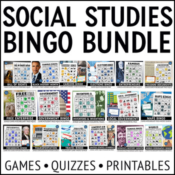 Preview of Social Studies Bingo Games and Activities Bundle